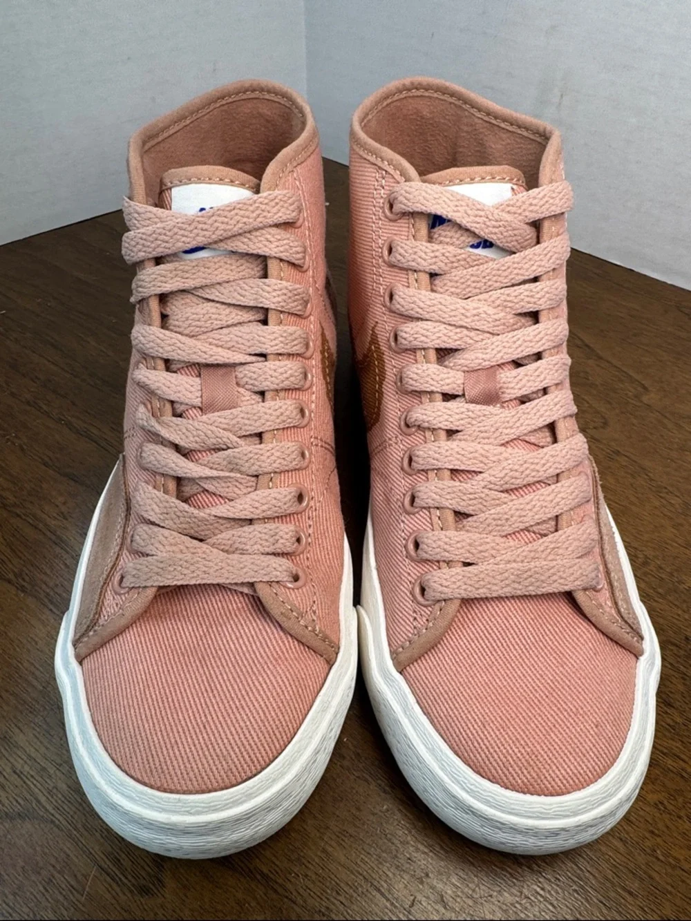 Nike Kids SB Blazer Court Mid Premium Canvas High-Top Sneakers Rose Whisper, 4